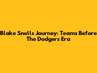 Blake Snell's Journey: Teams Before The Dodgers Era
