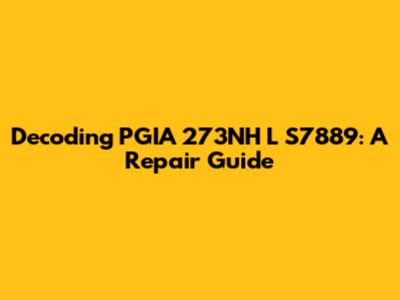 Decoding PGIA 273NH L S7889: A Repair Guide