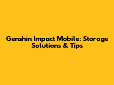 Genshin Impact Mobile: Storage Solutions & Tips