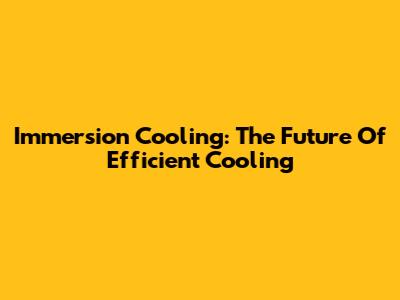 Immersion Cooling: The Future Of Efficient Cooling