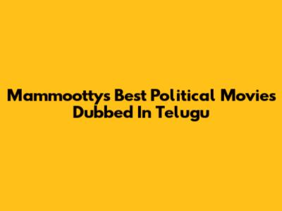 Mammootty's Best Political Movies Dubbed In Telugu