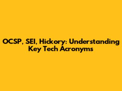 OCSP, SEI, Hickory: Understanding Key Tech Acronyms